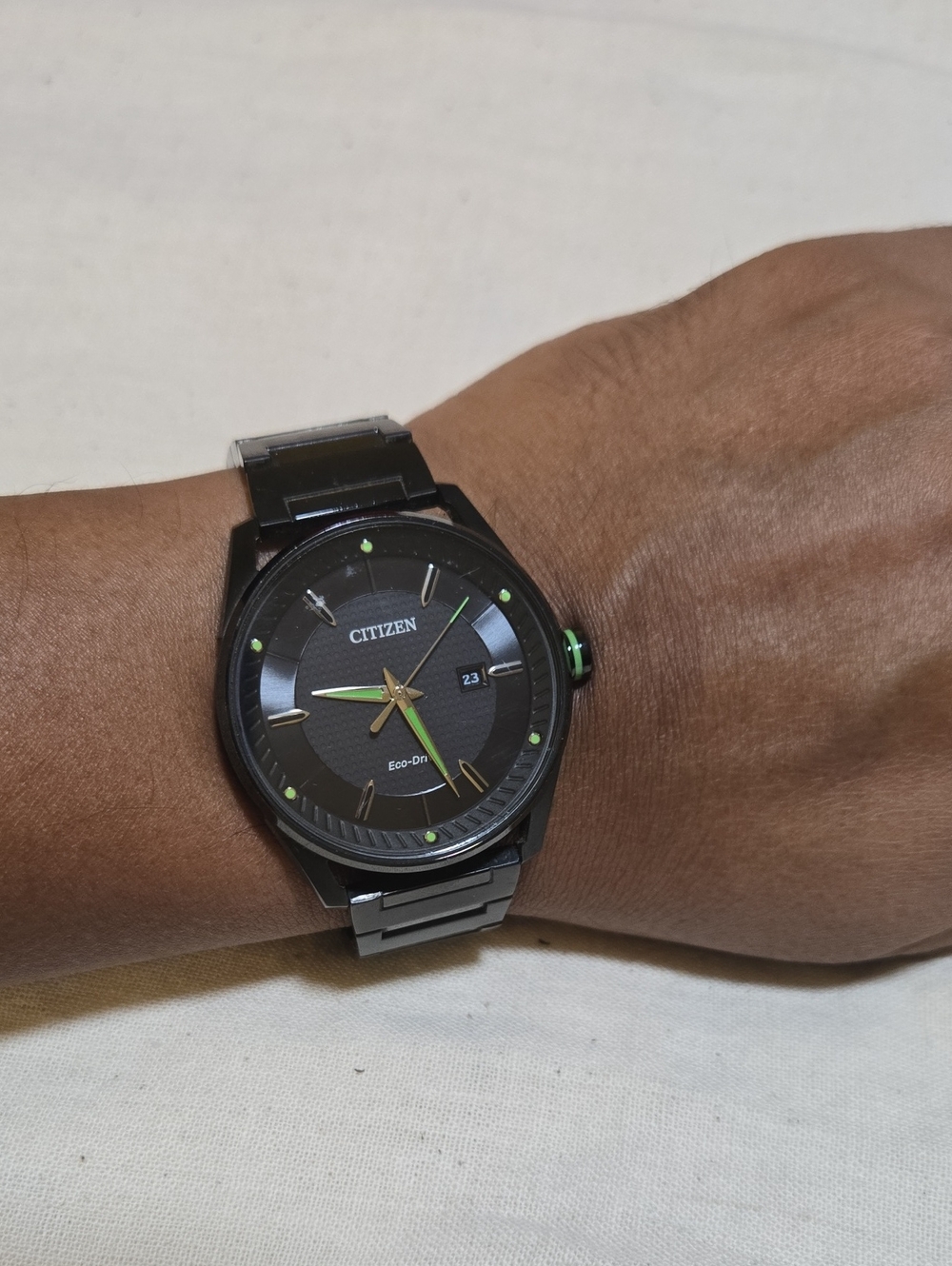 Citizen Men's Black Watch with Green Accents